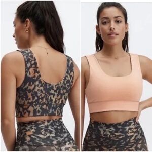 Fabletics Nude Peach Reversible Top & Biker Shorts Set | MSRP $120